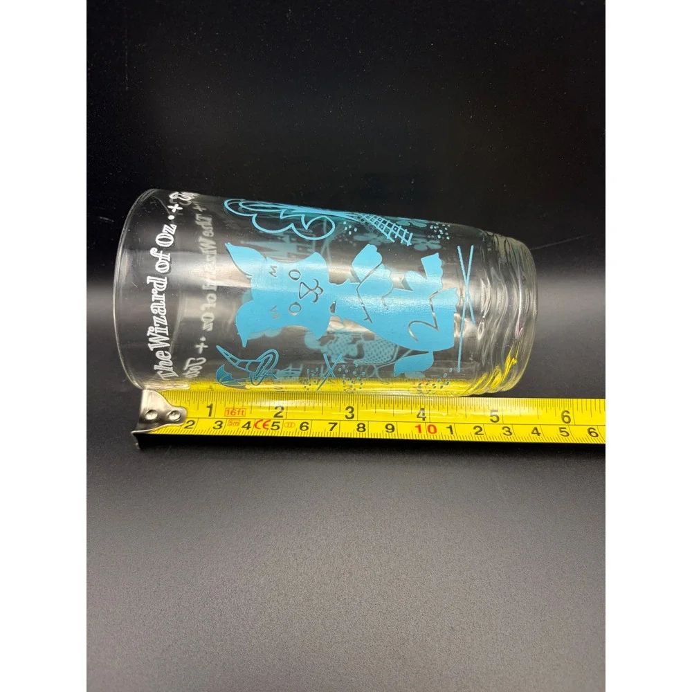Vintage Wizard of Oz‎ Toto Teal Blue Glass Tumbler Wavy Bottom S&Co